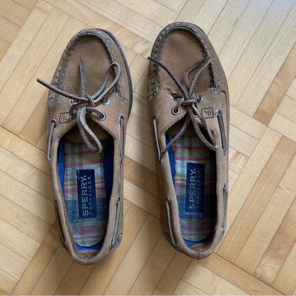 Sperry Top-Siders authentic original tan leather 2-eye boat shoes women US 6.5 - Picture 3 of 8